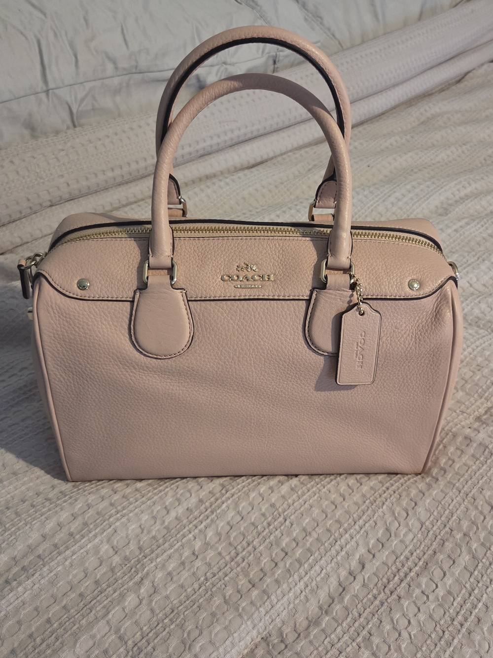 Unused Coach Pebbled Leather Bennet Satchel Bag in Blush Pink